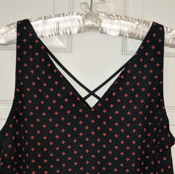 Express Shell Tank Red Print on Black Size S - Picture 3 of 7